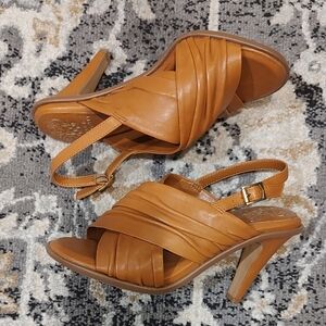 Vince Camuto Tan Leather Slingback Heeled Sandals